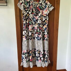 Floral and Polka Dot Midi Dress